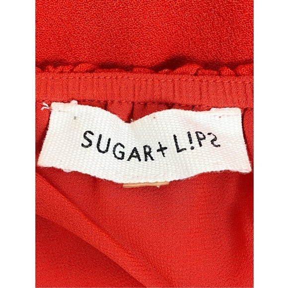 Sugarlips Off The Shoulder Embroidered Floral Ruffle Mini Dress, Red - Size S - Picture 9 of 9